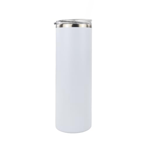 Hogg 20 oz Skinny - White, Powder Coated Tumblers for Laser Engraving, Engravable Tumblers Bulk, Stainless Steel Cups Bulk, Insulated Cups with Lids - color: White