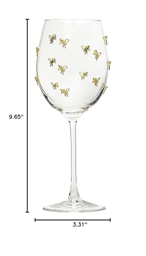 10 Strawberry Street Gold Bow Glassware, Red Wine, Set of 4 - size: Red Wine