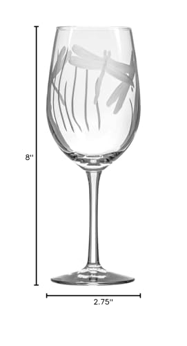 Rolf Glass - Dragonfly White Wine Glass 12 ounce - Stemmed Wine Glasses Set of 4 - Lead-Free Crystal Glass - Engraved White Wine Glasses - Made in the USA - color: White Wine 4 Set