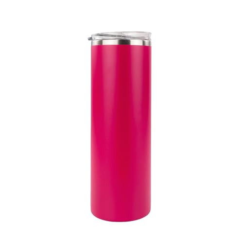 Hogg 20 oz Skinny - Hot Pink, Powder Coated Tumblers for Laser Engraving, Engravable Tumblers Bulk, Stainless Steel Cups Bulk, Insulated Cups with Lids - color: Hot Pink