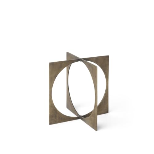 6 x 5 x 5 in. Burnished Metal Circle Square Sculpture Gold