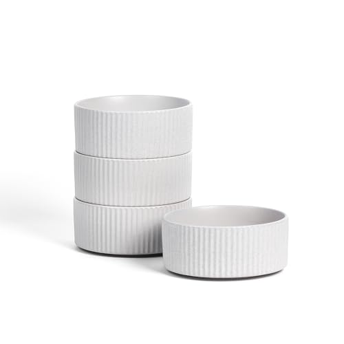 Stone Lain Haven Modern Stoneware 4 Piece Bowls Sets, Dish Set for 4, Reactive Glaze Grey - color: Gray, size: 4-Piece - Cereal Bowl