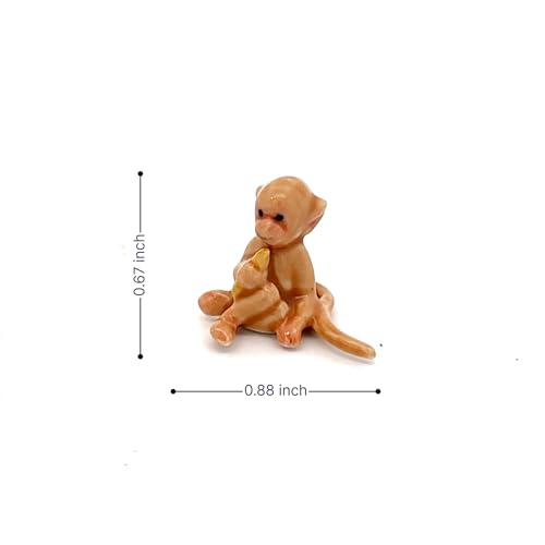 Adorable Mini Ceramic Animal Figurine – Porcelain Miniature Collectible Decor (Brown Monkey Holding Banana) - style: Brown Monkey Holding Banana