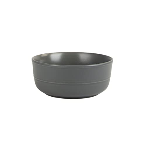 Double Line 6.25"/24 oz Cereal Bowl, Set of 6, Matte Gray - color: Matte Gray, size: Cereal Bowl