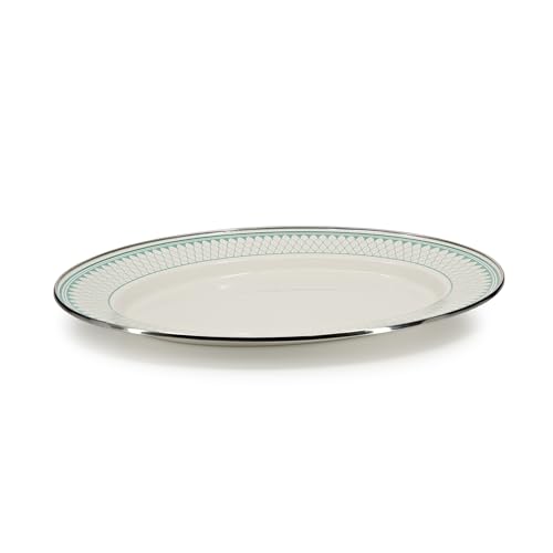 Golden Rabbit Enamelware Oval Platter, 12 x 16in, Aegean Sevilla - color: Aegean Sevilla