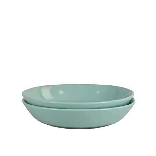 Double Line 9.5"/36 oz Dinner Bowl, Set of 2, Seafoam - color: Seafoam, size: Dinner Bowl