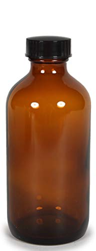 Vivaplex, 12, Amber, 8 oz Glass Bottles, with Lids.