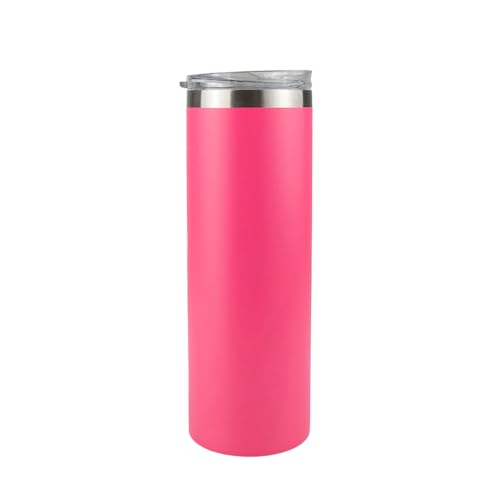 Hogg 20 oz Skinny - Bright Pink, Powder Coated Tumblers for Laser Engraving, Engravable Tumblers Bulk, Stainless Steel Cups Bulk, Insulated Cups with Lids - color: Bright Pink