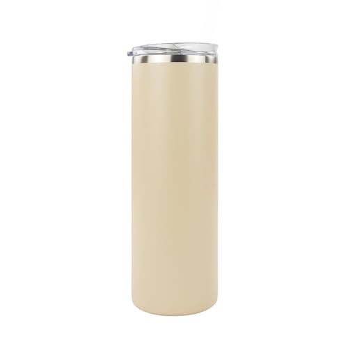 Hogg 20 oz Skinny - Beige, Powder Coated Tumblers for Laser Engraving, Engravable Tumblers Bulk, Stainless Steel Cups Bulk, Insulated Cups with Lids - color: Beige