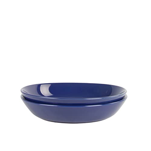 Double Line 9.5"/36 oz Dinner Bowl, Set of 2, Cobalt Blue - color: Cobalt Blue, size: Dinner Bowl