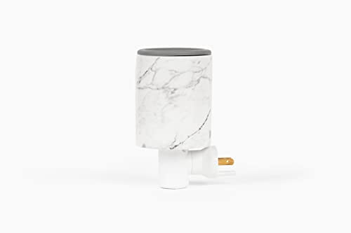 Happy Wax Marble Outlet Timer Warmer for Scented Wax - Compact Ceramic Wall Plug in with Timer - for Home Fragrance - Small with Removable Silicone Dish - color: Marble
