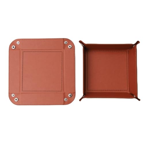 Valet Tray Desktop Storage Organizer – Vegan Leather Catchall Tray Bedside Vanity Tray Nightstand Caddy Holder for Remote Controller, Watch, Keys, Phone, Wallet, Coin, Jewelry, Brown - color: Brown