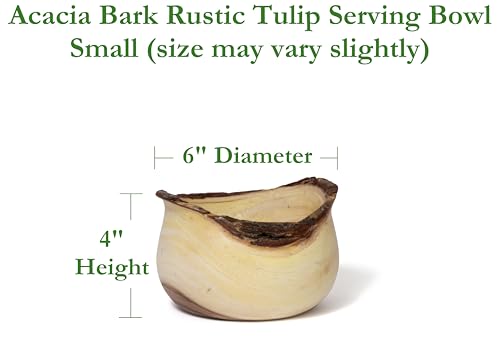Lipper International ACACIA RUSTIC TULIP SERVING BOWL WITH BARK EDGE SMALL
