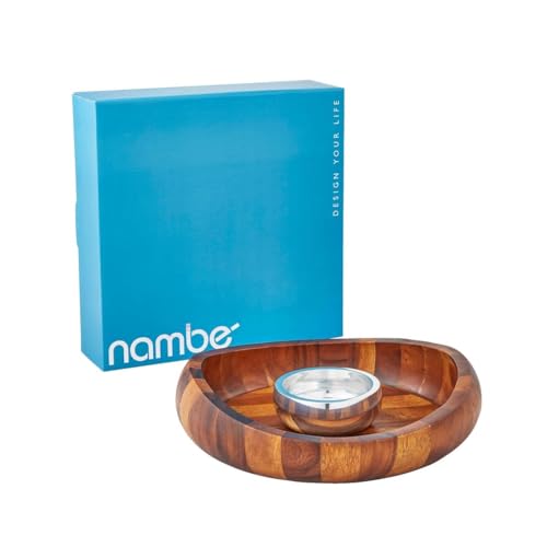 nambe Butterfly Collection Chip & Dip Serving Tray and Bowl | 2-Piece Set | Metal Dip Bowl for Salsa and Guacamole | Large Party Platter for Vegetables, Snacks, or Chips | 16-Inch
