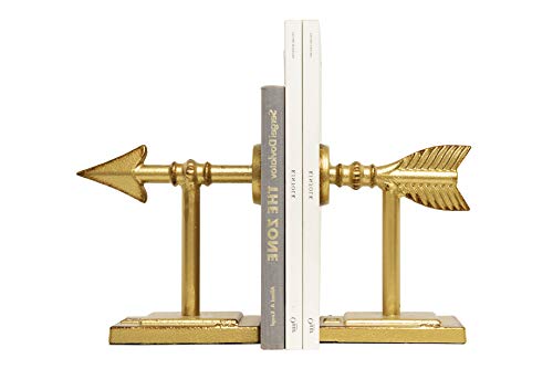 Creative Co-Op Decorative Cast Metal Arrow Bookends, Gold, Set of 2 - color: Gold
