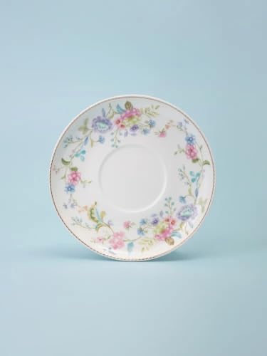 Porcelain Set of 2 Pastel Cups 8 oz with Saucers 5.75", Glamour by Marsseus Collection, Gift Box, Floral motif - color: Floral motif-4