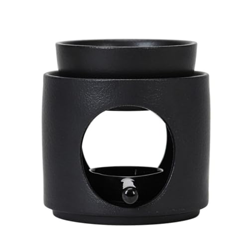 Hand Made Large Capacity Essential Oil Burner Wax Melt Burners, Aromatherapy Aroma Burner Ceramic Oil Diffuser Candle Tealight Holder Home Bedroom Decor-Black - color: Black
