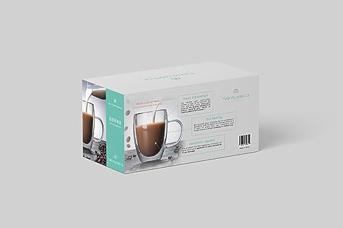 12 Oz Double Wall Borosilicate Insulated Glass Coffee Mug Set of 4, 350ml Coffee Cups with Handle for Cappuccino, Tea, Latte - Perfect Cappuccino Cup Gift - color: 4 pcs 12 oz