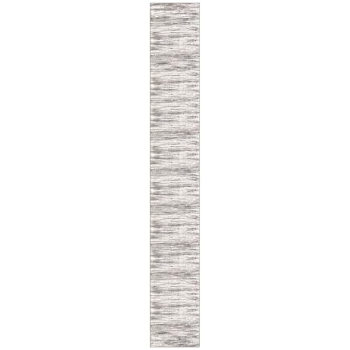 KOZYFLY Modern Abstract Washable Long Runner Rug 2.6x18 Hallway Rug Runner Non-Slip Soft Stair Runner Rugs, Grey/Light Beige/Brown Striped Carpet for Kitchen Entryway Bathroom - color: Grey/Light Beige/Brown, size: 2'8" x 18' (Runner)