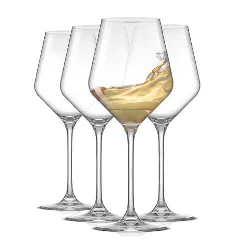 JoyJolt Layla White Wine Glasses, Set of 4 Italian Glasses, 13.5 oz Clear – Made in Europe - style: White Wine Glasses