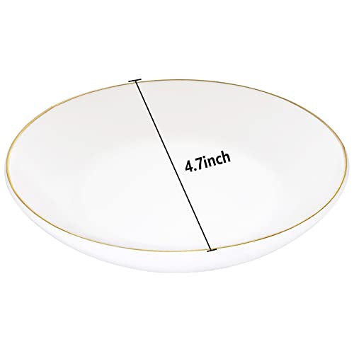 HANKOR 4.75" Ceramic Jewelry Tray, Small Ring Dish Holder Trinket Tray, Catch All Trays for Ring Earring Necklace Key, Christmas Gifts for Women Girls, White - color: White