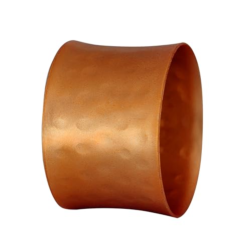ITOS365 Handmade Round Hammered Napkin Rings Holder for Dinning Table Parties Everyday, Set of 6 - color: Copper
