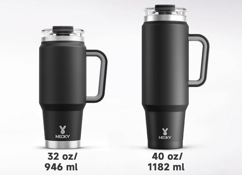 Meoky 40 oz Tumbler with Handle and Straw, Insulated Tumbler with Lid and Straw, Stainless Steel Travel Mug, Keeps Cold for 34 Hours, 100% Leak Proof, Fits in Car Cup Holder (Night) - color: Night, size: 40 Ounces