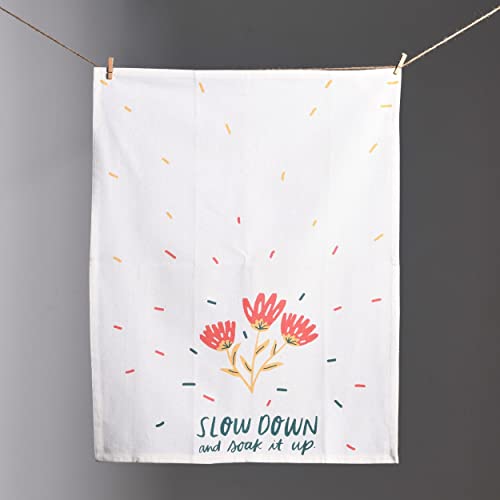 Folkulture Cute Kitchen Towels - Summer Kitchen Towels with Hanging Loop | 100% Cotton, Machine Washable, Tea Towels for Dying Dish Kitchen Essentials, Housewarming Gifts New Home, 20 X 26 Inch - color: Bloom