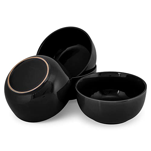 Elanze Designs Bistro Glossy Ceramic 6.5 inch Dinnerware Bowls Set of 4 - Perfect for Everyday uses from Soup, Pasta, Salad, Cereal, Ice cream, Ramen and Pho, Black - color: Black, style: 6.5 inch Soup