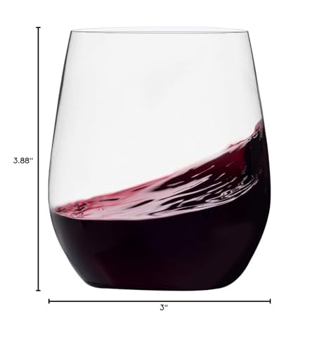 Munfix Disposable Plastic Wine Glasses, Stemless 12 oz Clear Shatterproof Cups, BPA-Free, 48 Pack
