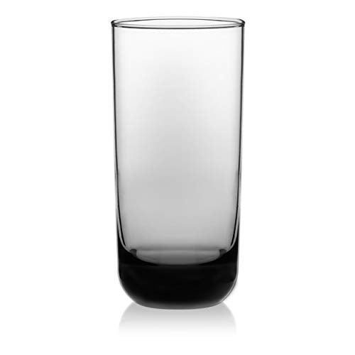 Libbey Polaris Tumbler and Rocks Glass Cups Set, Smoke Hue Mixed Drink Glasses with Straight Lines, Lead-Free, Drinkware Set of 16 for all Beverages - color: 04 - Polaris Smoke Hue