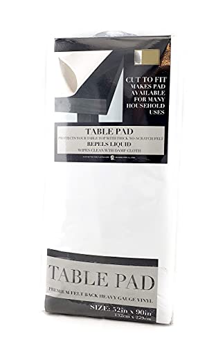 Felt Back Vinyl Table Pad 52" x 90" – Cut-to-Fit Waterproof Table Protector with Flannel Backing – Heat-Resistant Dining Pad for Daily or Under Tablecloth Use