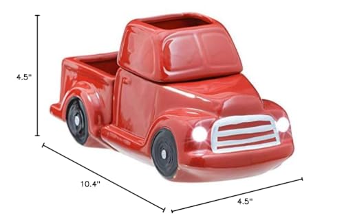 Ceramic Candle Wax Warmer, Vintage Red Truck with Safety Timer | Automatic Plug in Fragrance Warmer for Scented Wax Melts, Cubes, Tarts | Retro Farmhouse Air Freshener Set