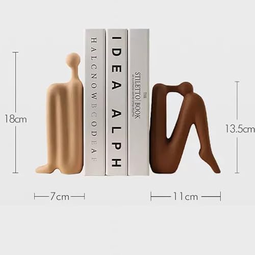 Linxia Abstract Ceramic Figurine Bookends | Matte Black & White Pair | Back-to-Back Design | Decorative Desk, Office & Window Display Accents - color: Matte Black & White