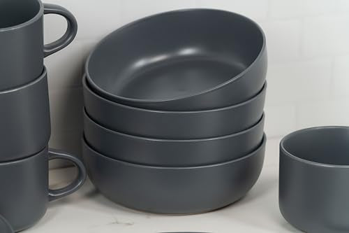 10 Strawberry Street Wazee Matte Coupe Dinnerware, Bowl, Charcoal, Set of 6 - color: Charcoal Gray, size: 7.5" Dinner Bowl, style: Dinner Bowl