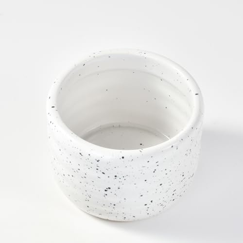 Salt Cellar Keeper with Ceramic Lid, Big Capacity Ceramic Sugar Bowls Pepper Box, Speckled Glaze Seasoning Container Condiment Pot for Kitchen (White) - color: White