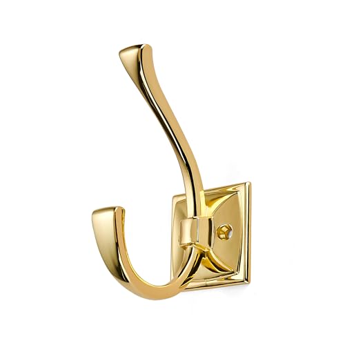 Wall Hooks,5 Pack Polished Brass Coat Hooks Hardware Towel Hooks for Hanging Coats Robe Hooks Wall Mounted with Screws for Key, Towel, Bags, Cup. - color: Polished Brass