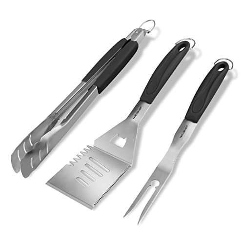 HAUSHOF Large Grill Accessories Heavy Duty BBQ Set Gifts for Men/Women - Premium Stainless Steel Spatula, Fork & Tongs, Barbecue Utensils Tool Kit Gift for Grilling Lover Outdoor - style: Original