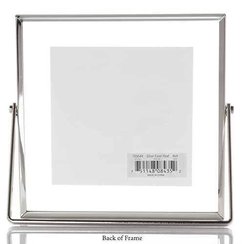 Lawrence Frames Metal Easel Float Picture Frame, 4x4, Silver - color: Silver, size: 4x4
