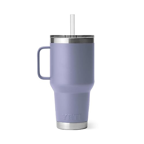 YETI Rambler 35 oz Tumbler with Handle and Straw Lid, Travel Mug Water Tumbler, Vacuum Insulated Cup with Handle, Stainless Steel, Cosmic Lilac - color: Cosmic Lilac, style: 35oz