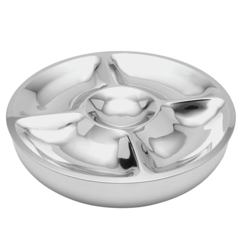 Mikasa Luxe 2-Piece Stainless Steel Chip and Dip Bowl Set, 14.25-Inch Serving Bowl with Coordinating Dip Bowl, Rust-Resistant, Dishwasher Safe, Elegant Entertaining Serveware