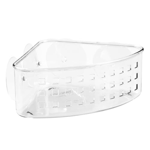 iDesign Plastic Suction Cup Corner Shower Basket, Clear | Bathroom Storage, Made in USA - style: Pack of 1