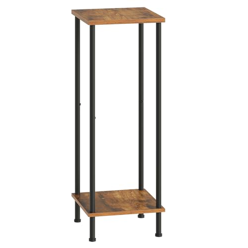 HOOBRO Plant Stand Indoor, 2 Tier 32.8" Tall Small Plant Shelf for Small Space, Square Potted Holder Rack, Modern Flower Stand for Living Room Balcony Garden, Rustic Brown and Black BF14HJ01