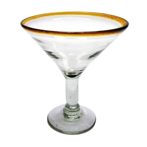 Amber Rim 10 oz Martini Glasses (set of 6), Recycled Glass, Lead-free, Toxin-Free (Martini) - style: 10 oz Martini
