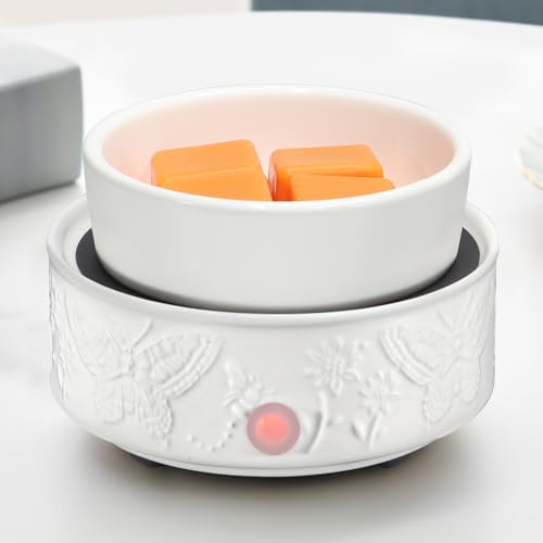 Wax Melt Warmer for Scented Wax Ceramic Wax Warmer Fragrances Candle Oils | Home Fragrance Wax Burner,True White Electric Candle Warmer as Gifts for Mom Women(Butterfly) - color: White Butterfly