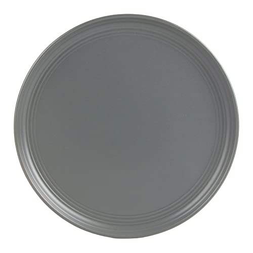 Double Line 10.5" Dinner Plate, Set of 6, Matte Gray - color: Matte Gray, size: Dinner Plate