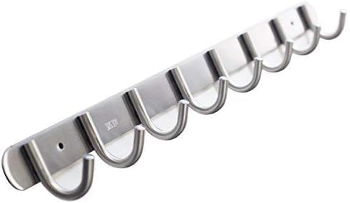 Hook/Coat Rack with 12 Round Hooks-Modern Wall Mounted - Ultra Durable with Solid Steel Construction,Brushed Stainless Steel Finish,Super Easy Installation,Rust and Water Proof. - style: 12 Round Hooks