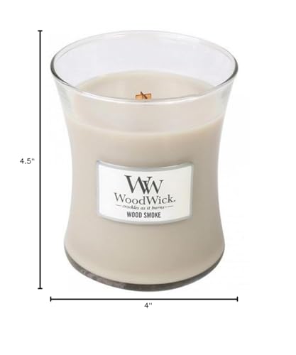 WoodWick Wood Smoke Hourglass Candle 9.7 oz. Medium Fall Candle with Crackling Wick for Smooth Burn Aromatherapy Soy Wax Blend - color: Wood Smoke, size: 9.7oz