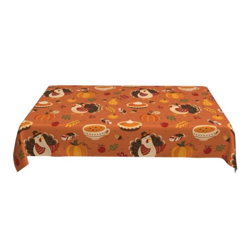 Worltoldb Thanksgiving Turkey Tablecloths Polyester Table Cloth for Kitchen Dinning Table Washable Table Cover for Parties Wedding Picnic - color: White18