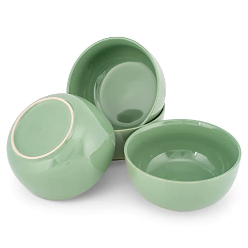 Elanze Designs Bistro Glossy Ceramic 6.5 inch Dinnerware Bowls Set of 4 - Perfect for Everyday uses from Soup, Pasta, Salad, Cereal, Ice cream, Ramen and Pho, Sage Green - color: Sage Green, style: 6.5 inch Soup